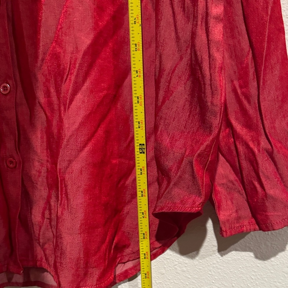 Lularoe Sheer Red Button Down Blouse - image 7